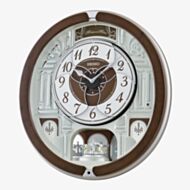 Seiko Melodies In Motion Brown Silver Wall Clock QXM615B