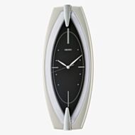 Seiko Retro Silver Black Oval Wall Clock QXA342A