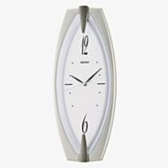 Seiko Retro Silver White Oval Wall Clock QXA342D