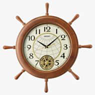 Seiko Wooden Maritime Style Rotating Pendulum Wall Clock QXC242B