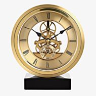 WM Widdop Round Skeleton Gold Clock W2939