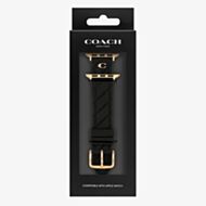 Coach Ladies Black Silicone Quilted Apple Watch Strap 14700317