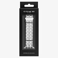 Coach Ladies Silver Tone Crystal Set Apple Watch Strap 14700261