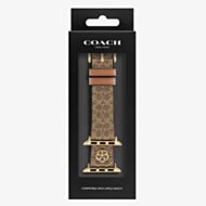Coach Ladies Flower Motif Brown Leather Apple Watch Strap 14700235