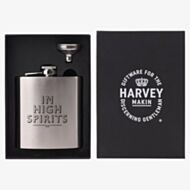 Harvey Makin Matte Silver 6Oz Hip Flask With Funnel HM2490