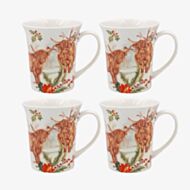Christmas Highland Cow 4 Piece Mug Set LP55188