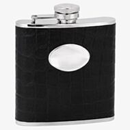 Black Crocodile Engravable 5oz Hip Flask HF-04