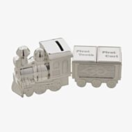 Bambino Silver First Tooth/Curl Train Money Box Gift CG404