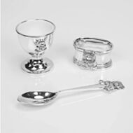 Celebrations Silverplated Teddy Egg Cup Napkin And Spoon Gift 6306T