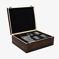 Harvey Makin Four Whiskey Glasses & Decanter Set In Wooden Box Glassware HM2270