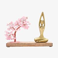 Serenity Gemstone Rose Quartz Crystal Tree Yoga Ornament SP3471