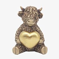 Hughie Highland Cow Gold Heart Ornament LP75339A