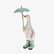 Polka Dot Umbrella Duck Aqua Figurine 290526