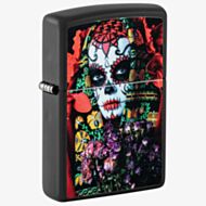 Zippo Matte Black Sugar Skull Lighter 48652