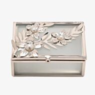 Silver Daisy Rectangular Trinket Box SP3505RTB