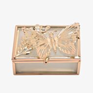Gold Rectangular Butterfly Trinket Box SP3506RTB