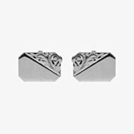 Sterling Silver Engraved Cut Corner Rectangular Engraveable Cufflinks 70-6012
