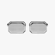 Sterling Silver Cut Corner & Lined Edge Rectangular Engraveable Cufflinks 70-7019