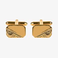 Gold Plated Engraved Cut Corner Rectangular Engraveable Cufflinks 90-3000