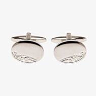 Oval Engraved Leaf Design Engraveable Cufflinks 90-9009