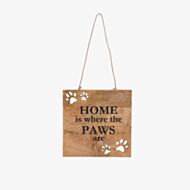 Wooden Paw Print "Home Is Where The Paws Are" Plaque BB615