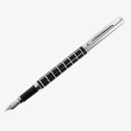 Black & Chrome Checkerboard Fountain Pen P-07