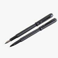 Black Ribbed Fountain & Rollerball Pen Set PS-04
