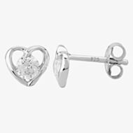 Sterling Silver Clear Cubic Zirconia Open Heart Stud Earrings THB001404