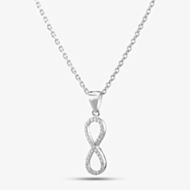 Sterling Silver Cubic Zirconia Pave Infinity Pendant Necklace 