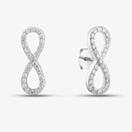 Sterling Silver Cubic Zirconia Pave Infinity Earrings 