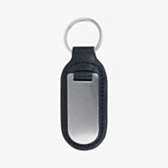Black Leather and Stainless Steel Engraveable Keyring K-22