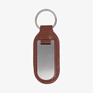 Brown Leather and Stainless Steel Engraveable Keyring K-23