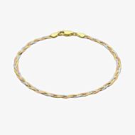 9ct Tri-Colour 19cm Diamond-Cut Herringbone Bracelet 3.26.2182