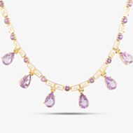 Pre-Owned 14ct Yellow Gold Amethyst 18 Inch Collarette Necklace 41041012