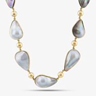 Pre-Owned 14ct Yellow Gold Mabe Grey & Black Blister Pearl 18 Inch Collarette Ball Necklace 41041083