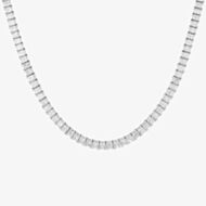 Pre-Owned Platinum 20.00ct Princess Cut Diamond Flexible Graduated 18 Inch Tennis Necklace 41041246