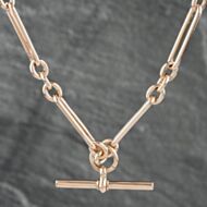 Pre-Owned Vintage 9ct Rose Gold T Bar Albert 16 Inch Figaro Chain 41041536