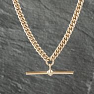 Pre-Owned 9ct Yellow Gold T Bar Drop 22 Inch Curb Chain 41041562