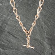 Pre-Owned Vintage 9ct Rose Gold T Bar Double Albert 16 Inch Curb Chain 41041565