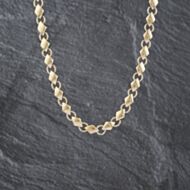 Pre-Owned 9ct Yellow Gold Puffed Diamond Link 18 Inch Chain 41041724