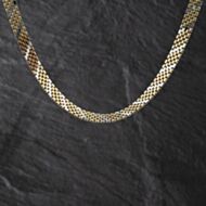 Pre-Owned 9ct Two Colour Gold Brick Link 16 Inch Fancy Necklace 41041797