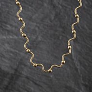 Pre-Owned 9ct Yellow Gold Curvy Bar & Ball 15 Inch Collarette Chain 41041802
