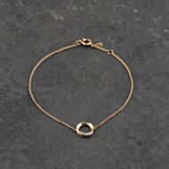 Pre-Owned 9ct Yellow Gold Diamond Open Circle 7.5 Inch Adjustable Bracelet 41051104