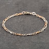 Pre-Owned 9ct Two Colour Gold Fancy 6.5 Inch Curb Chain Bracelet 41061199