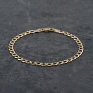 Pre-Owned 9ct Two Colour Gold 7 Inch Curb Chain Bracelet 41061255