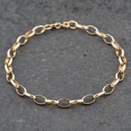 Pre-Owned 9ct Yellow Gold Oval 7.5 Inch Belcher Chain Bracelet 41061274