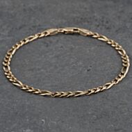 Pre-Owned 9ct Yellow Gold 3+1 7.25 Inch Figaro Chain Bracelet 41061275