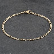 Pre-Owned 9ct Yellow Gold 3+1 7.5 Inch Figaro Chain Bracelet 41061278