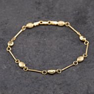 Pre-Owned 9ct Yellow Gold Polished & Brushed Finish Ball & Bar 7.5 Inch Chain Bracelet 41061300