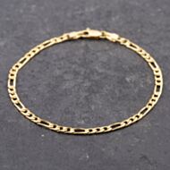 Pre-Owned 9ct Yellow Gold 3+1 Link 7.5 Inch Figaro Chain Bracelet 41061304